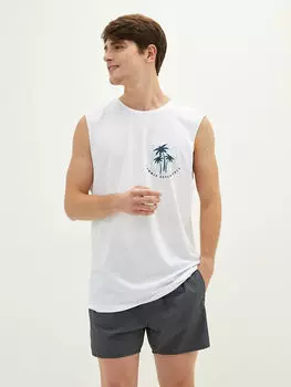 Мужская майка с круглым вырезом и принтом без рукавов LCW SWIMWEAR