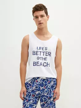 Мужская майка с круглым вырезом и принтом без рукавов LCW SWIMWEAR