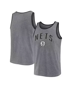 Мужская майка с логотипом серого цвета Хизер Brooklyn Nets Primary Fanatics, серый
