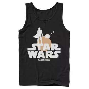 Мужская майка с логотипом Star Wars The Mandalorian The Child, силуэт заката Licensed Character