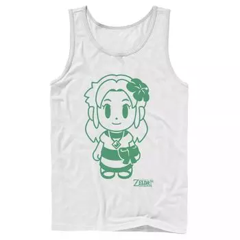 Мужская майка с портретным контуром Nintendo Legend Of Zelda Links Awakening Marin Green Outline Licensed Character