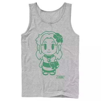 Мужская майка с портретным контуром Nintendo Legend Of Zelda Links Awakening Marin Green Outline Licensed Character