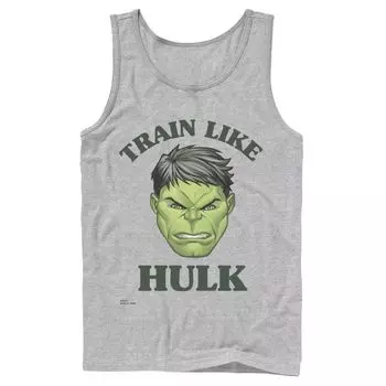 Мужская майка с портретом и большой головой в стиле Marvel Train Like Hulk Licensed Character