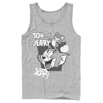 Мужская майка с портретом в оттенках серого Tom And Jerry в стиле ретро-коллаж Licensed Character