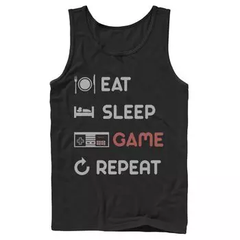 Мужская майка с повторами Nintendo Eat Sleep Game Licensed Character