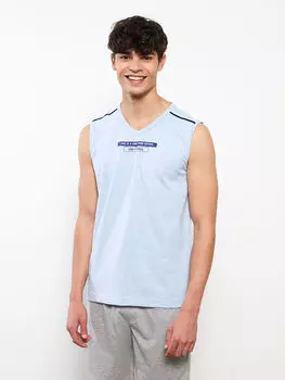 Мужская майка с принтом и v-образным вырезом без рукавов LCWAIKIKI Classic