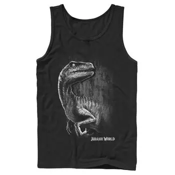 Мужская майка с рисунком Jurassic World Raptor в стиле гранж и портретом Licensed Character