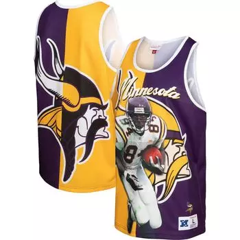 Мужская майка с рисунком Mitchell & Ness Randy Moss фиолетового/золотого цвета Minnesota Vikings Retired Player