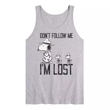 Мужская майка с рисунком Peanuts Snoopy Woodstock Don't Follow Me I'm Lost Licensed Character