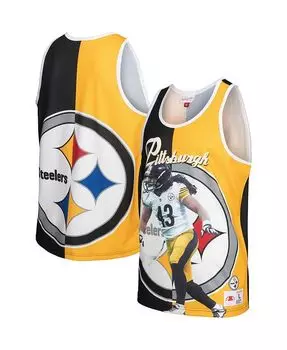 Мужская майка с рисунком Troy Polamalu, черно-золотая Pittsburgh Steelers Retired Player Mitchell & Ness, черный