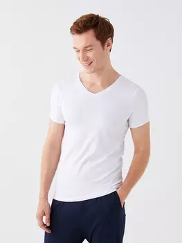 Мужская майка с V-образным вырезом и коротким рукавом LCW DREAM, оптический белый