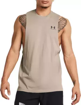 Мужская майка с вырезом на левой груди Under Armour, цвет Timberwolf Taupe/Black