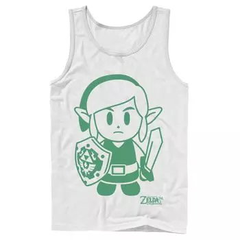 Мужская майка с зеленым контуром и портретом Nintendo Legend Of Zelda Links Awakening Link Licensed Character