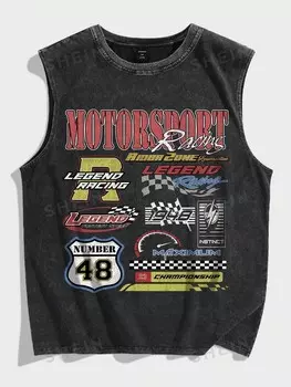 Мужская майка Street Life, винтажный стиль, буквенный принт, школьная Romwe, черный