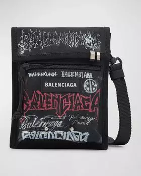 Мужская маленькая металлическая сумка Explorer DIY с ремешком Balenciaga, цвет 1000 Black