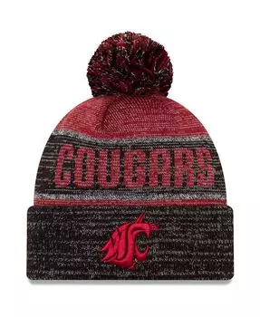 Мужская малиновая вязаная шапка Washington State Cougars Team Freeze с манжетами и помпоном New Era