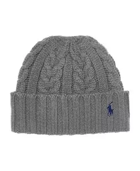 Мужская массивная шапка-бини с косами Polo Ralph Lauren, серый