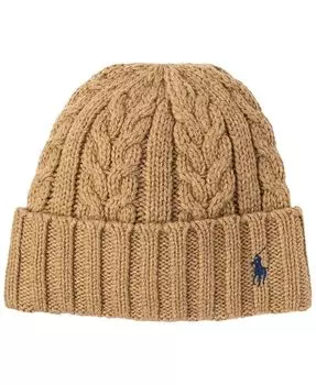 Мужская массивная шапка-бини с косами Polo Ralph Lauren, бежевый