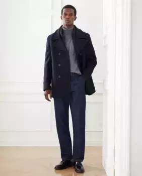 Мужская матросская куртка из натуральной шерсти со съемным внутренним нагрудником Emidio Tucci, темно-синий