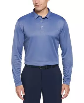Мужская мини-жаккардовая рубашка-поло для гольфа с длинным рукавом PGA TOUR, цвет Ultramarine