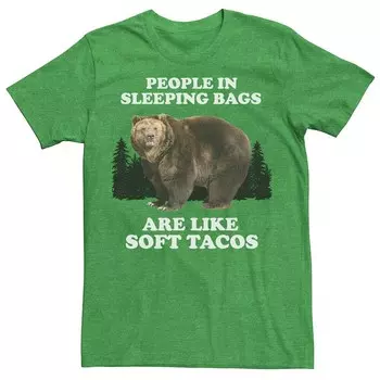 Мужская модная футболка Soft Tacos с изображением медведя и юмора для кемпинга Licensed Character, цвет Kelly Heather