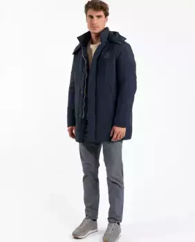 Мужская мягкая парка с капюшоном и молнией Makarthy, тёмно-синий