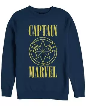 Мужская мужская футболка с текстовым логотипом Captain Marvel, флис с круглым вырезом Fifth Sun