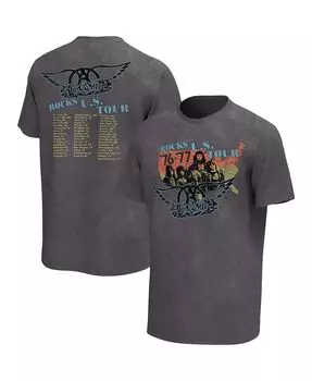 Мужская мытая футболка с графическим рисунком Charcoal Aerosmith 1976/77 U.S. Tour Philcos