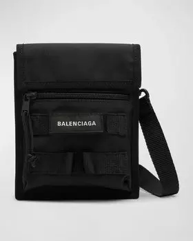 Мужская нейлоновая армейская сумка с ремешком Balenciaga, цвет 1000 Black