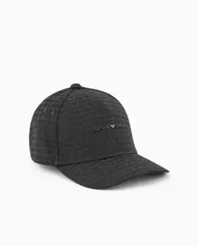 Мужская нейлоновая кепка с жаккардовым логотипом Emporio Armani, черный