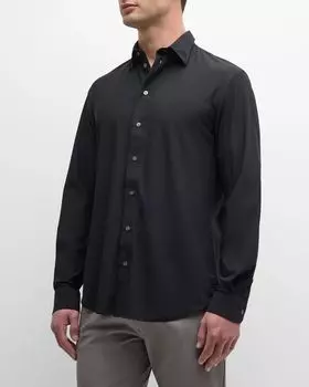 Мужская нейлоновая спортивная рубашка стрейч Emporio Armani, цвет Black