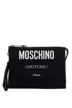 Мужская нейлоновая сумка-мешок с логотипом Moschino на молнии, черный
