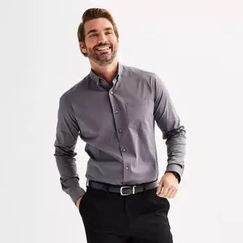 Мужская немнущаяся классическая рубашка с пуговицами и отложным воротником Slim Fit Apt. 9, цвет gray haze