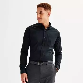 Мужская немнущаяся классическая рубашка с пуговицами и отложным воротником Slim Fit Apt. 9, черный