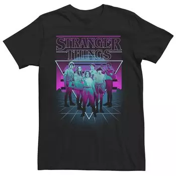Мужская неоновая футболка с треугольными чашками Stranger Things Group Shot Licensed Character