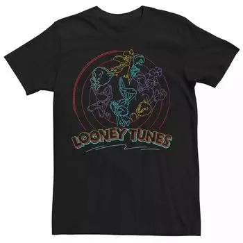 Мужская неоновая футболка в стиле ретро Looney Tunes Lineup Licensed Character