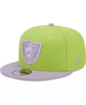Мужская неоново-зеленая и лавандовая двухцветная кепка Las Vegas Raiders Snapback 9FIFTY Snapback New Era, зеленый