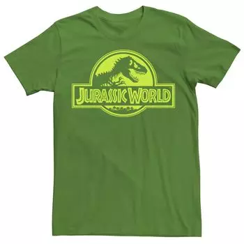 Мужская неоново-зеленая классическая футболка с логотипом Jurassic World Licensed Character