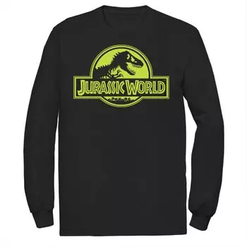 Мужская неоново-зеленая классическая футболка с логотипом Jurassic World Licensed Character, черный