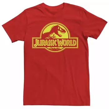 Мужская неоново-зеленая классическая футболка с логотипом Jurassic World Licensed Character, красный