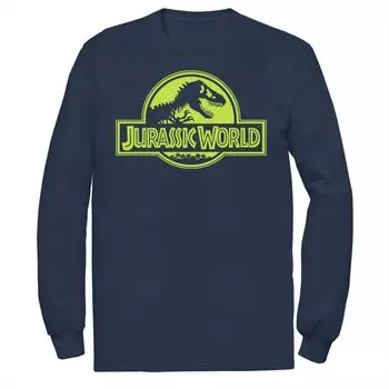 Мужская неоново-зеленая классическая футболка с логотипом Jurassic World Licensed Character, синий