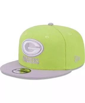 Мужская неоново-зеленая, лавандовая кепка Green Bay Packers Two-Tone Color Pack 9FIFTY Snapback Hat New Era, зеленый