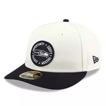 Мужская New Era Cream/Black Seattle Seahawks 2022 Inspire Change 59FIFTY Низкопрофильная приталенная шляпа