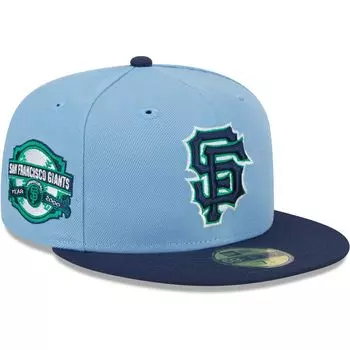 Мужская New Era Голубой/Темно-синий San Francisco Giants Green Undervisor 59FIFTY Облегающая шляпа