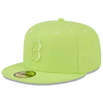 Мужская New Era Neon Green Boston Red Sox 2023 Spring Color Basic 59FIFTY Встроенная шляпа