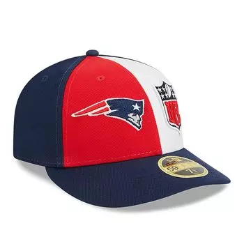 Мужская New Era Red/темно-синий New England Patriots 2023 Sideline Low Profile 59FIFTY Облегающая шляпа