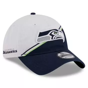 Мужская New Era White/College Navy Seattle Seahawks 2023 Sideline 9TWENTY Регулируемая шляпа