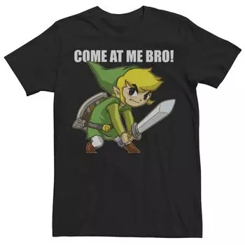Мужская Nintendo Legend Of Zelda Иди ко мне, братан! Футболка Link Action Pose Licensed Character, черный