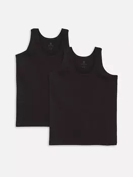 Мужская нижняя рубашка из чесаного хлопка с U-образным вырезом, комплект из 2 штук Gne, черный