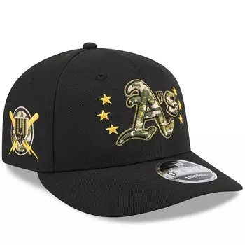 Мужская низкопрофильная кепка 9FIFTY Snapback New Era Black Oakland Athletics ко Дню вооруженных сил 2024, цвет Oas Black